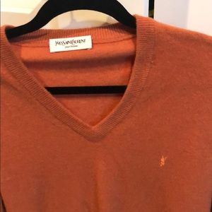 YSL orange v neck sweater